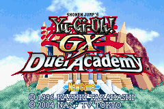 Yu-Gi-Oh GX Duel Academy title screen for GameBoy Advance